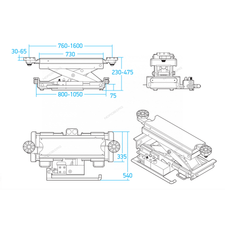 Домкрат канавный 3т N433A_B пневмогидравлический