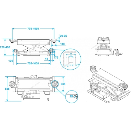 Канавный подъемник 2т ручной для подъемников N634, 4445J, 4450J, N423_B