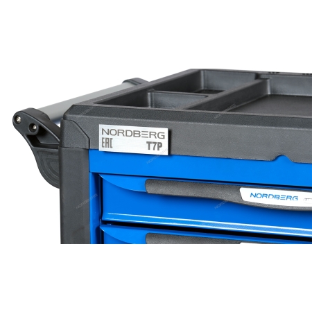 Тележка инструментальная, 7 выдвижных ящиков, с системой защиты от опрокидывания, синяя T7P(B) (NORDBERG)