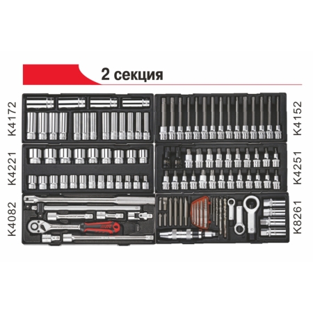 Тележка инструментальная 8 секций (JTC-5641) с набором инструментов 496 предметов JTC