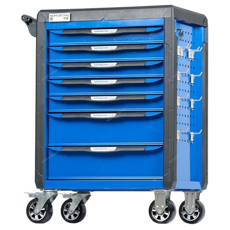 Тележка инструментальная, 7 выдвижных ящиков, с системой защиты от опрокидывания, синяя T7P(B) (NORDBERG)