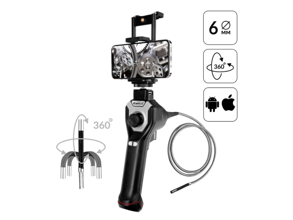 Видеоэндоскоп управляемый USB, 1Мп, 1280х720, 1м, 6мм зонд, всесторонняя артикуляция iCartool IC-V106AW