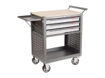 Тележка инструментальная 3 секции серая с открытым отсеком JTC