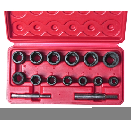 Набор головок для поврежденных болтов и гаек 8-21мм 15 предметов в кейсе JTC