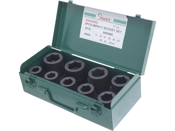 88609MS набор головок 1", 9  шт.,  17-33 мм