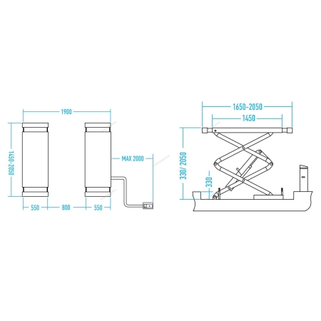 Подъемник передвижной 3,5т мобильный с встроенными адаптерами для SUV 380в N631-3,5B_380