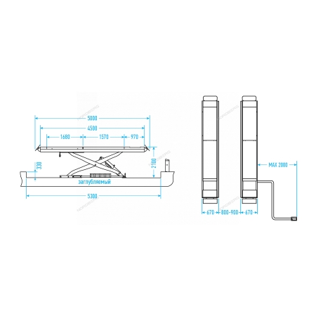 Ножничный подъемник для авто 4,5т для сход развала заглубляемый 380в N634-4,5G_380_H
