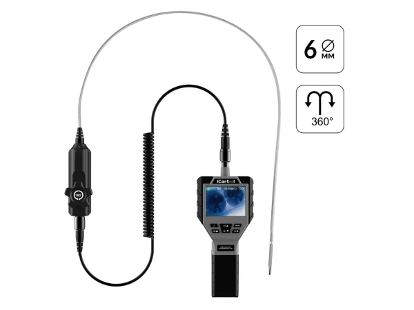 Видеоэндоскоп управляемый, 3.5", 1Мп, 1280x720, 1м, 6мм, 360° iCartool IC-V202