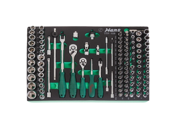 Набор трещоток, бит, торцевых головок и аксессуаров Hans на 1/4\", 3/8\", TTF-108