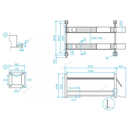 Подъемник четырехстоечный 6,5 т, для сход-развала, синий 4465B (NORDBERG)