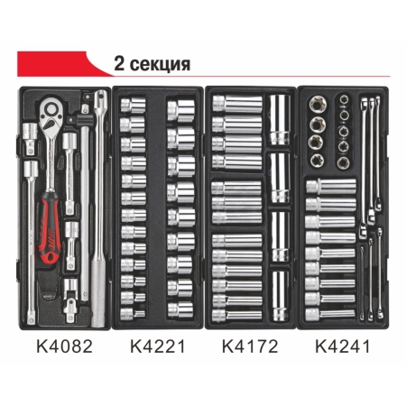 Тележка инструментальная 7 секций (JTC-5021) с набором инструментов 344 предмета JTC