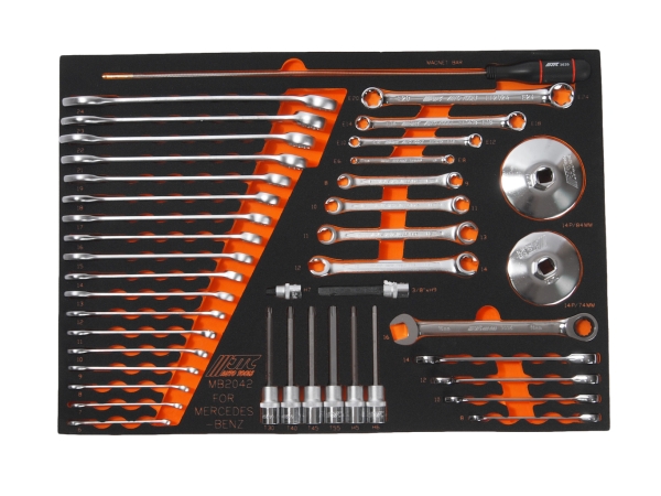 Набор инструментов 42 предмета слесарно-монтажный (MERCEDES) в ложементе JTC