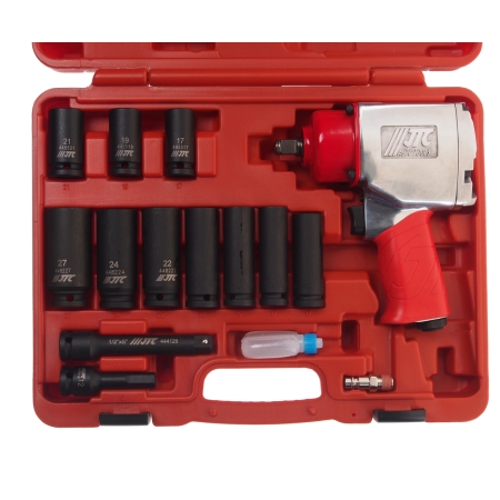 Набор инструментов для шиномонтажа (пневмогайковерт JTC-5812 1/2" 1085Нм) 15 предметов в кейсе JTC