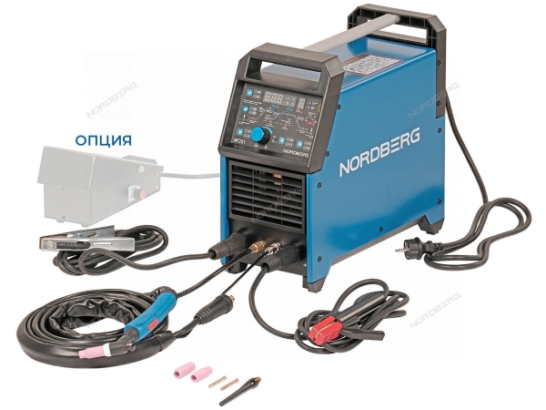 Аппарат сварочный инверторный TIG+MMA для алюминия и алюминиевых сплавов, AC/DC, 220 В WT201 (NORDBERG)