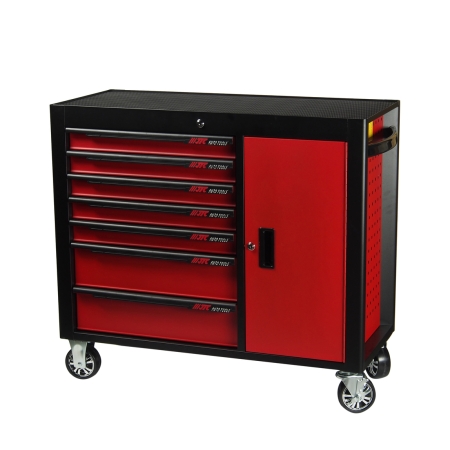 Тележка инструментальная 7 секций красная с боковым ящиком JTC