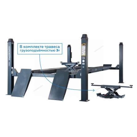 Подъемник четырехстоечный 5 т, c ручной траверсой 3 т N433, для сход-развала, электростопоры, серый 4450J_EG(M) ( NORDBERG)