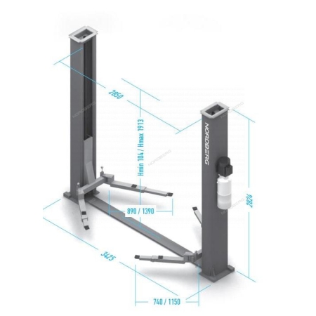Подъемник для авто двухстоечный 4т асимметричный 380в N4121A-4T_380