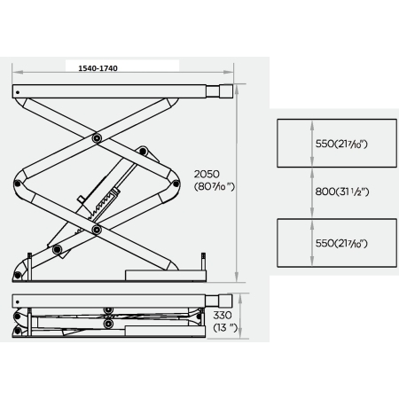 Ножничный подъемник 3т заглубляемый TS-1104M