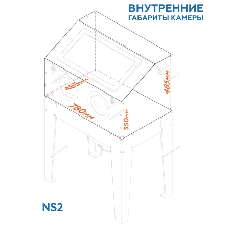 Камера пескоструйная, фронтальная загрузка, 220 л NS2 (NORDBERG)