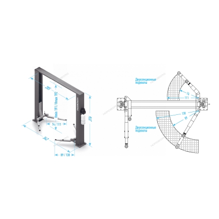 Подъемник автомобильный 4т с верхней синхронизацией 380в N4121H-4T_380