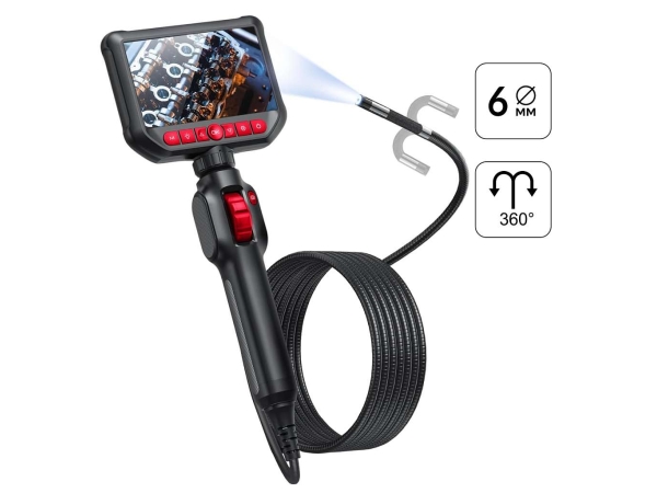 Видеоэндоскоп управляемый, экран 4.3", 2Мп, 1920х1080, 1.5м, зонд 6мм, 360° iCartool IC-VC156