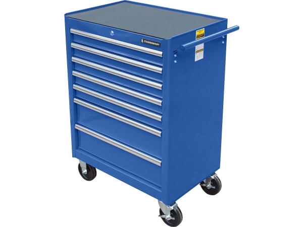 Тележка инструментальная для автосервиса с 7 ящиками, синего цвета