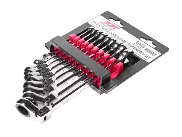 Набор ключей комбинированных 8-17мм трещоточных шарнирных 9 предметов на холдереJTC