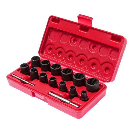 Набор головок для поврежденных болтов и гаек 8-21мм 15 предметов в кейсе JTC