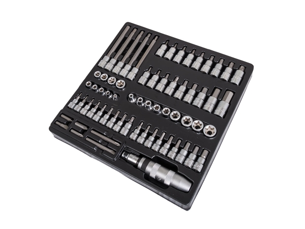 Набор торцевых головок 3/8", 1/2" со вставками и E-STAR в ложементе, TT-59