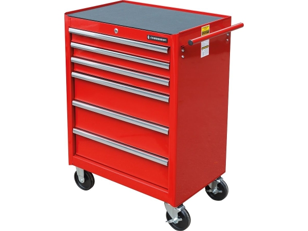 Тележка инструментальная с 6 ящиками, красного цвета