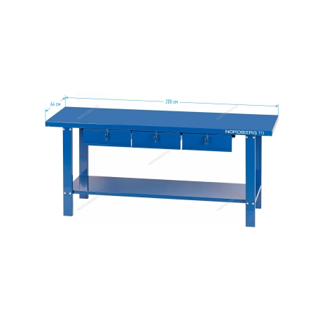 Верстак слесарный, 3 подвесных ящика TT3 (NORDBERG)