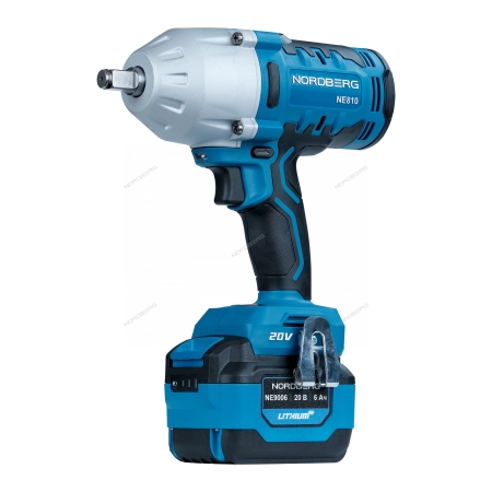 Гайковерт аккумуляторный, 1/2\", 20 В, 1000 Нм, с аккумулятором 6А и зарядным устройством NE810K (NORDBERG)