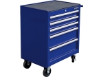 Тележка инструментальная для автосервиса с 5 ящиками, синего цвета